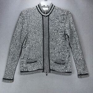 Vintage Chadwicks Sweater Women's M Gray/Black Zip Cardigan Cotton Made in Japan